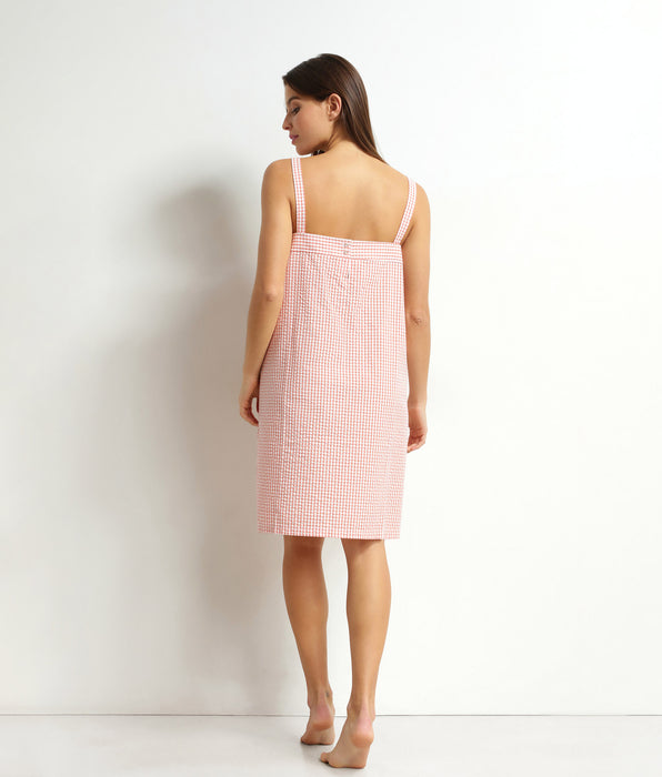 DIM Women's gingham seersucker nightdress Apricot Ecru Dim Nightwear