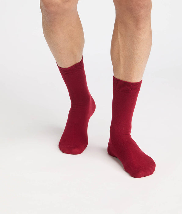 DIM Men’s dark red mid-calf socks with reindeer pattern Coton Fancy