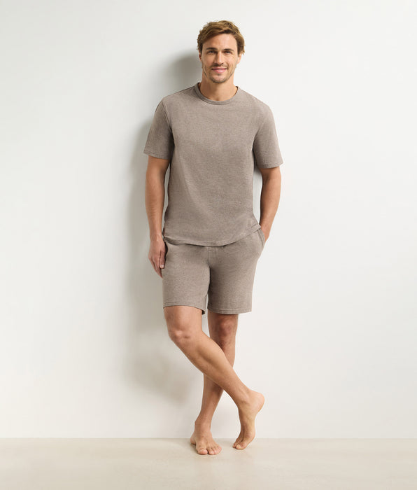 DIM Men's brown marl short pyjama set Dim Jersey Elastane