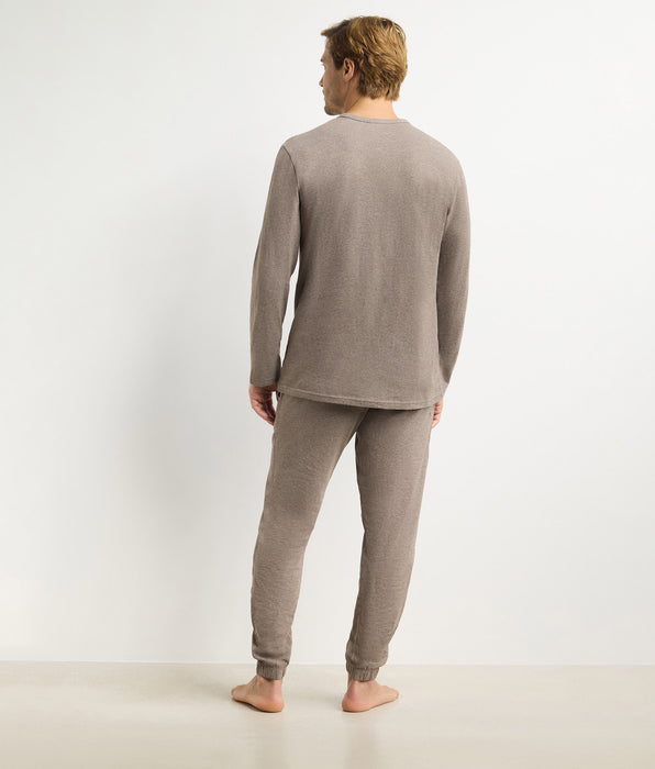 DIM Men’s brown marl pyjama set with trousers Dim Jersey Elastane