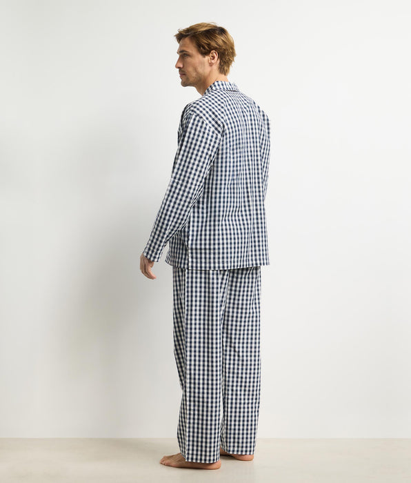 DIM Men’s blue gingham pyjama set with trousers Dim Woven