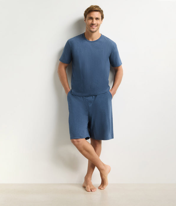 DIM Men's blue marl Dim Jersey short pyjama set
