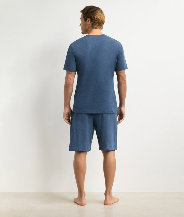 DIM Men's blue marl Dim Jersey short pyjama set