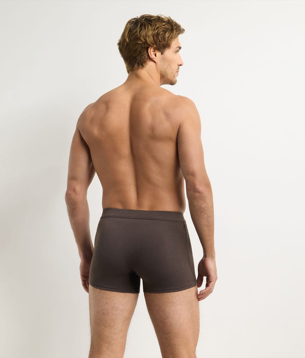DIM Men’s deep chocolate elasticated waistband boxer briefs Gentleman