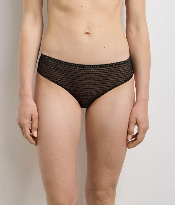 DIM Holiday striped black lace briefs