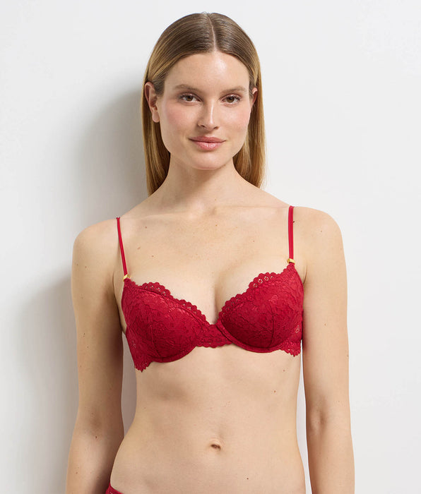 DIM Burning Eclat red lace underwired padded bra